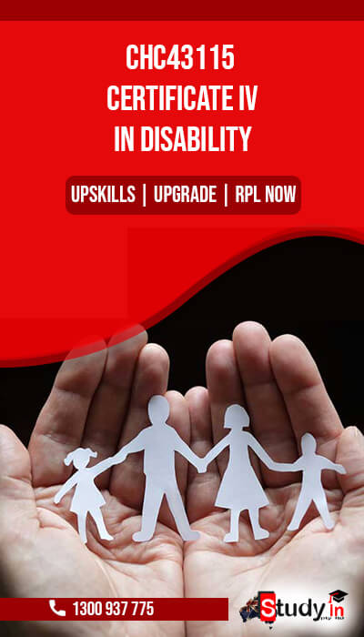 CHC43115 Certificate IV in Disability Online Qualification Certificate in Geelong Australia - Study in Pty Ltd provide RPL Health and Community Services Online Qualification Courses in AU